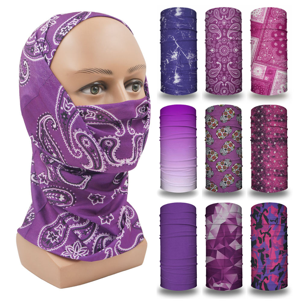 Cycling Gear Women - Balaclava ungu untuk wanita, ikat kepala