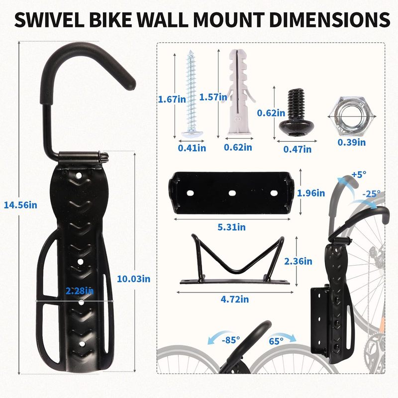 Rak Dinding Sepeda Putar 66LBS - Cycling Gear Wall Hanger ulasan dan harga